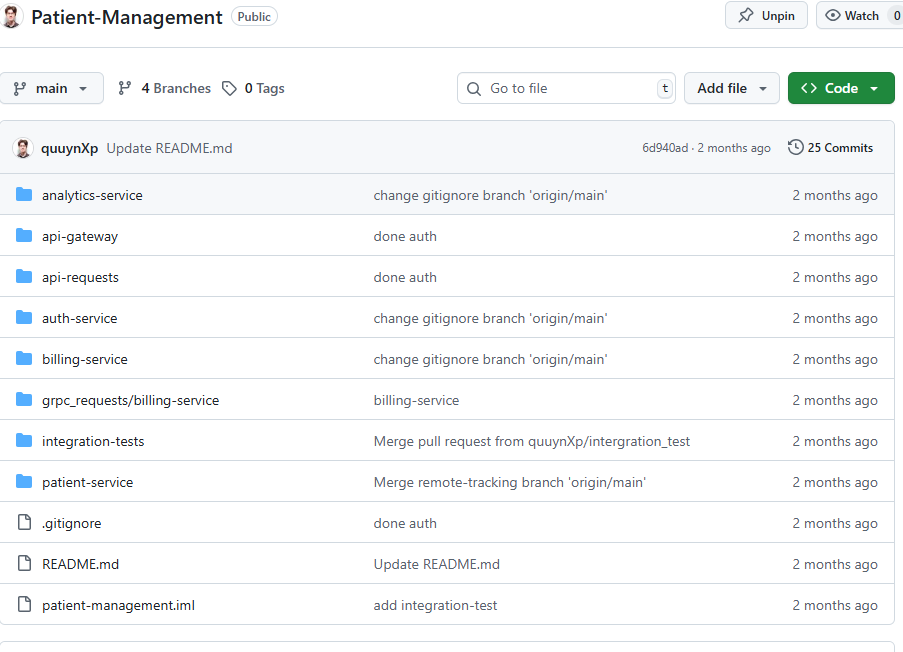 Patient Management System main interface